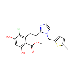 COC(=O)c1c(O)cc(O)c(Cl)c1CCc1nccn1Cc1ccc(C)s1 ZINC000653864102