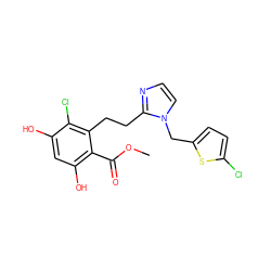 COC(=O)c1c(O)cc(O)c(Cl)c1CCc1nccn1Cc1ccc(Cl)s1 ZINC000653864171