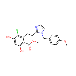 COC(=O)c1c(O)cc(O)c(Cl)c1CCc1nccn1Cc1ccc(OC)cc1 ZINC000203532233