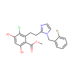 COC(=O)c1c(O)cc(O)c(Cl)c1CCc1nccn1Cc1ccccc1Br ZINC000653895460