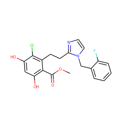 COC(=O)c1c(O)cc(O)c(Cl)c1CCc1nccn1Cc1ccccc1F ZINC000653859629