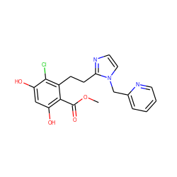 COC(=O)c1c(O)cc(O)c(Cl)c1CCc1nccn1Cc1ccccn1 ZINC000203532442