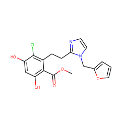 COC(=O)c1c(O)cc(O)c(Cl)c1CCc1nccn1Cc1ccco1 ZINC000653859597