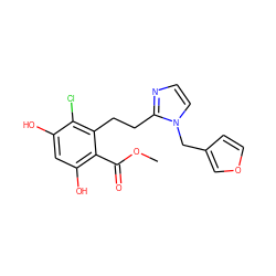 COC(=O)c1c(O)cc(O)c(Cl)c1CCc1nccn1Cc1ccoc1 ZINC000653878782