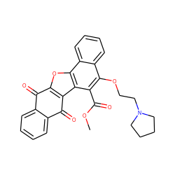 COC(=O)c1c(OCCN2CCCC2)c2ccccc2c2oc3c(c12)C(=O)c1ccccc1C3=O ZINC000028567978