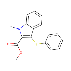 COC(=O)c1c(Sc2ccccc2)c2ccccc2n1C ZINC000006751715