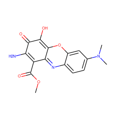 COC(=O)c1c2nc3ccc(N(C)C)cc3oc-2c(O)c(=O)c1N ZINC000653701029