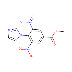 COC(=O)c1cc([N+](=O)[O-])c(-n2ccnc2)c([N+](=O)[O-])c1 ZINC000037866359