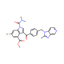 COC(=O)c1cc(Br)cc2c1c(C(=O)c1ccc(Cn3c(C)nc4cnccc43)cc1)cn2C(=O)N(C)C ZINC000028009465