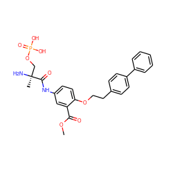 COC(=O)c1cc(NC(=O)[C@@](C)(N)COP(=O)(O)O)ccc1OCCc1ccc(-c2ccccc2)cc1 ZINC000049068868