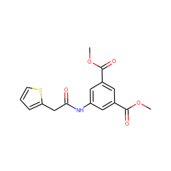 COC(=O)c1cc(NC(=O)Cc2cccs2)cc(C(=O)OC)c1 ZINC000000194959