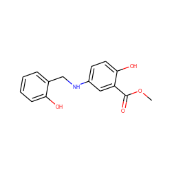 COC(=O)c1cc(NCc2ccccc2O)ccc1O ZINC000013732190