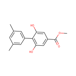 COC(=O)c1cc(O)c(-c2cc(C)cc(C)c2)c(O)c1 ZINC000028706803