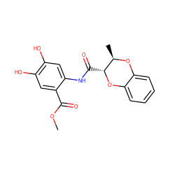 COC(=O)c1cc(O)c(O)cc1NC(=O)[C@H]1Oc2ccccc2O[C@@H]1C ZINC001772596889