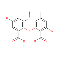 COC(=O)c1cc(O)cc(OC)c1Oc1cc(C)cc(O)c1C(=O)O ZINC000000007778