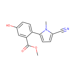 COC(=O)c1cc(O)ccc1-c1ccc(C#N)n1C ZINC001772584417