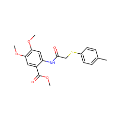 COC(=O)c1cc(OC)c(OC)cc1NC(=O)CSc1ccc(C)cc1 ZINC000001027743