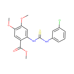 COC(=O)c1cc(OC)c(OC)cc1NC(=S)Nc1cccc(Cl)c1 ZINC000013483223