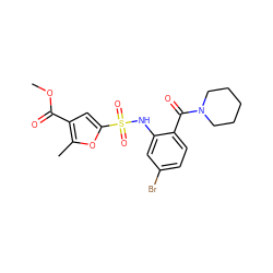 COC(=O)c1cc(S(=O)(=O)Nc2cc(Br)ccc2C(=O)N2CCCCC2)oc1C ZINC000028969418