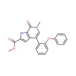 COC(=O)c1cc2c(-c3ccccc3Oc3ccccc3)cn(C)c(=O)c2[nH]1 ZINC000146482807