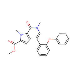 COC(=O)c1cc2c(-c3ccccc3Oc3ccccc3)cn(C)c(=O)c2n1C ZINC000146713589