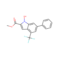 COC(=O)c1cc2c(C(F)(F)F)cc(-c3ccccc3)cc2n1O ZINC000146883754