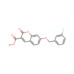 COC(=O)c1cc2ccc(OCc3cccc(F)c3)cc2oc1=O ZINC000103270411