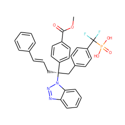 COC(=O)c1ccc([C@@](C/C=C/c2ccccc2)(Cc2ccc(C(F)(F)P(=O)(O)O)cc2)n2nnc3ccccc32)cc1 ZINC000014953982
