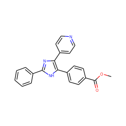 COC(=O)c1ccc(-c2[nH]c(-c3ccccc3)nc2-c2ccncc2)cc1 ZINC000013798193