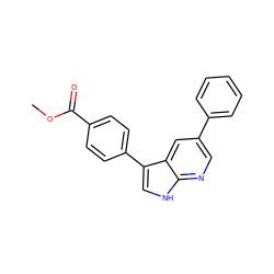 COC(=O)c1ccc(-c2c[nH]c3ncc(-c4ccccc4)cc23)cc1 ZINC000043076685