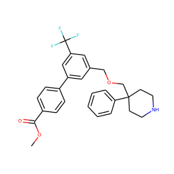 COC(=O)c1ccc(-c2cc(COCC3(c4ccccc4)CCNCC3)cc(C(F)(F)F)c2)cc1 ZINC000201218792