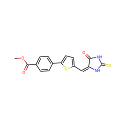 COC(=O)c1ccc(-c2ccc(/C=C3/NC(=S)NC3=O)s2)cc1 ZINC000103224340