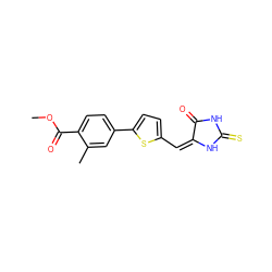 COC(=O)c1ccc(-c2ccc(/C=C3/NC(=S)NC3=O)s2)cc1C ZINC000103224345