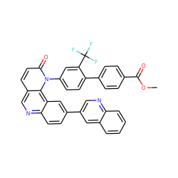 COC(=O)c1ccc(-c2ccc(-n3c(=O)ccc4cnc5ccc(-c6cnc7ccccc7c6)cc5c43)cc2C(F)(F)F)cc1 ZINC000072176349