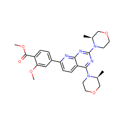 COC(=O)c1ccc(-c2ccc3c(N4CCOC[C@@H]4C)nc(N4CCOC[C@@H]4C)nc3n2)cc1OC ZINC000113726674