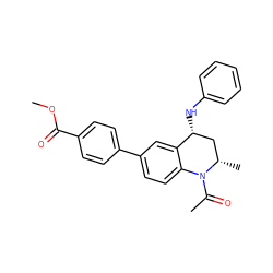 COC(=O)c1ccc(-c2ccc3c(c2)[C@H](Nc2ccccc2)C[C@H](C)N3C(C)=O)cc1 ZINC000203707391