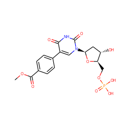 COC(=O)c1ccc(-c2cn([C@H]3C[C@H](O)[C@@H](COP(=O)(O)O)O3)c(=O)[nH]c2=O)cc1 ZINC000169320824