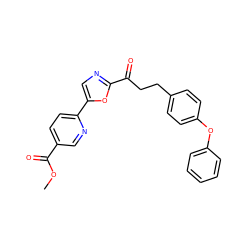 COC(=O)c1ccc(-c2cnc(C(=O)CCc3ccc(Oc4ccccc4)cc3)o2)nc1 ZINC000029135772