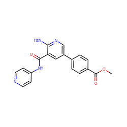 COC(=O)c1ccc(-c2cnc(N)c(C(=O)Nc3ccncc3)c2)cc1 ZINC000149997741