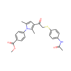 COC(=O)c1ccc(-n2c(C)cc(C(=O)CSc3ccc(NC(C)=O)cc3)c2C)cc1 ZINC000008688033