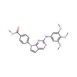 COC(=O)c1ccc(-n2ccc3cnc(Nc4cc(OC)c(OC)c(OC)c4)nc32)cc1 ZINC000036348844