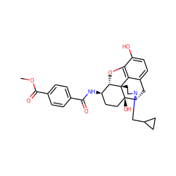 COC(=O)c1ccc(C(=O)N[C@@H]2CC[C@@]3(O)[C@H]4Cc5ccc(O)c6c5[C@@]3(CCN4CC3CC3)[C@H]2O6)cc1 ZINC000029133121