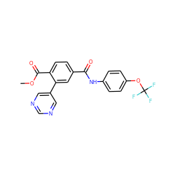 COC(=O)c1ccc(C(=O)Nc2ccc(OC(F)(F)F)cc2)cc1-c1cncnc1 ZINC000205927183