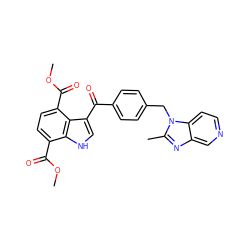 COC(=O)c1ccc(C(=O)OC)c2c(C(=O)c3ccc(Cn4c(C)nc5cnccc54)cc3)c[nH]c12 ZINC000013776709