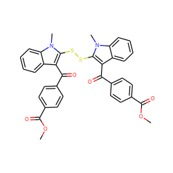 COC(=O)c1ccc(C(=O)c2c(SSc3c(C(=O)c4ccc(C(=O)OC)cc4)c4ccccc4n3C)n(C)c3ccccc23)cc1 ZINC000027721631