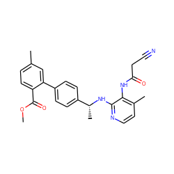 COC(=O)c1ccc(C)cc1-c1ccc([C@@H](C)Nc2nccc(C)c2NC(=O)CC#N)cc1 ZINC000013586346