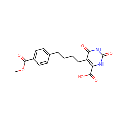 COC(=O)c1ccc(CCCCc2c(C(=O)O)[nH]c(=O)[nH]c2=O)cc1 ZINC000098209571