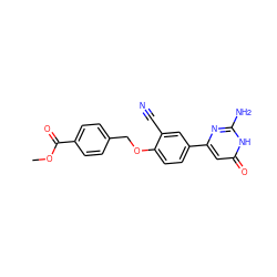 COC(=O)c1ccc(COc2ccc(-c3cc(=O)[nH]c(N)n3)cc2C#N)cc1 ZINC000095585764