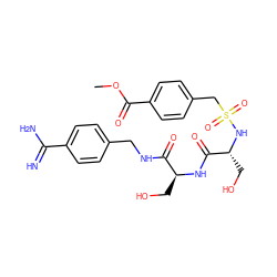 COC(=O)c1ccc(CS(=O)(=O)N[C@H](CO)C(=O)N[C@@H](CO)C(=O)NCc2ccc(C(=N)N)cc2)cc1 ZINC000096168439