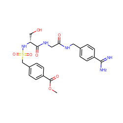 COC(=O)c1ccc(CS(=O)(=O)N[C@H](CO)C(=O)NCC(=O)NCc2ccc(C(=N)N)cc2)cc1 ZINC000096168426